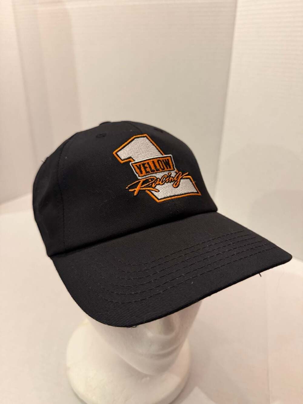 Yellow Racing Snapback Hat Black Embroidered NASCAR Cap Adjustable